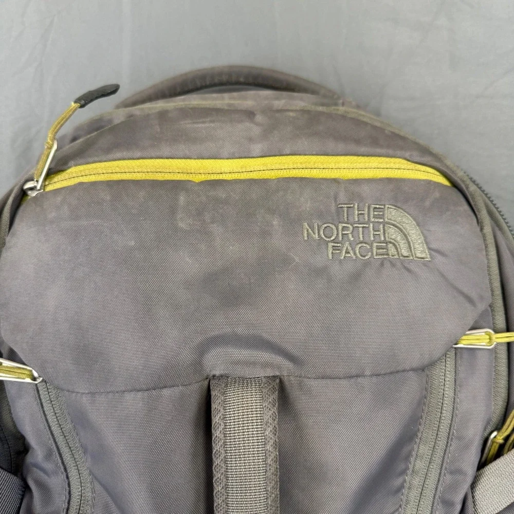 The North Face Surge Backpack Gray Yellow Laptop Bag FlexVent Hiking Travel
